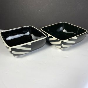 The Main Ingredient Bowl Cereal soup Pasta Black White Set 2 Yin Yang Zebra #E4
